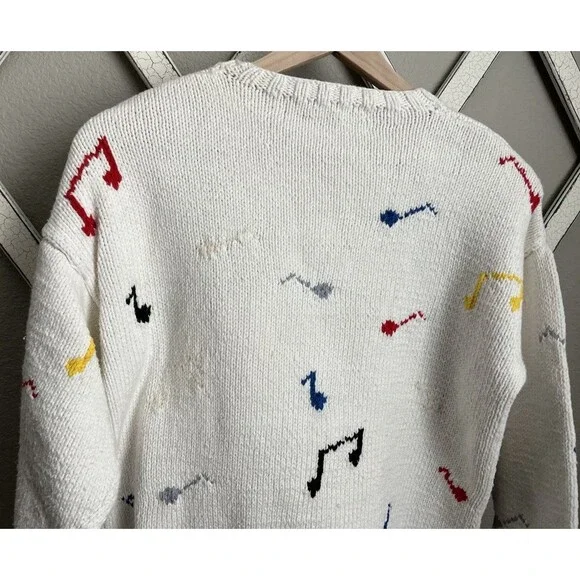 Peter Elliot Women's M? Musician Musical Notes Cotton Sweater *READ* - Picture 10 of 13